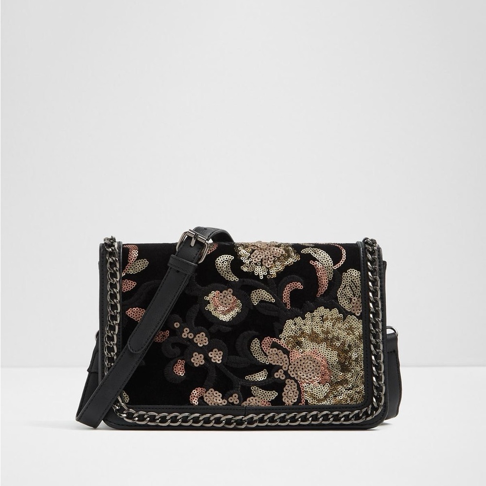 Aldo black crossbody bag purse floral sequin 2 for $20